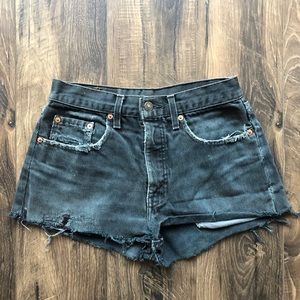 Vintage Levi’s cut off shorts black gray denim